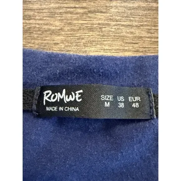 ROMWE Mens Navy Social Skills Making New Friends Graphic T-Shirt Size M MEDIUM - Picture 5 of 8